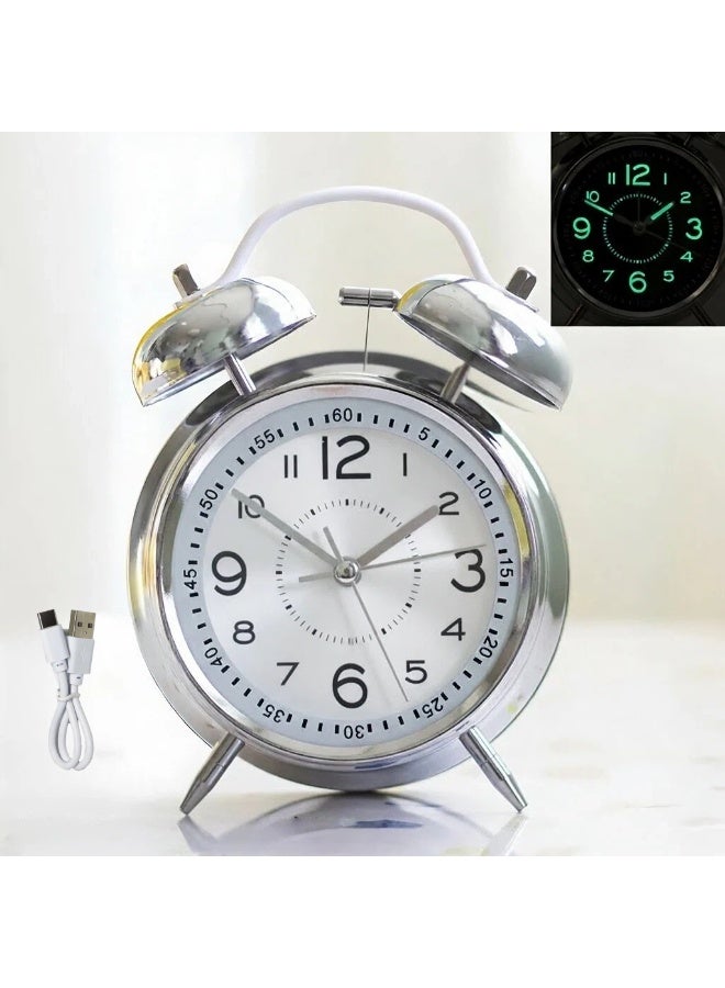 Super loud metal ringing alarm clock wake up bedside bedside table mechanical alarm clock European style alarm clock - Image 1