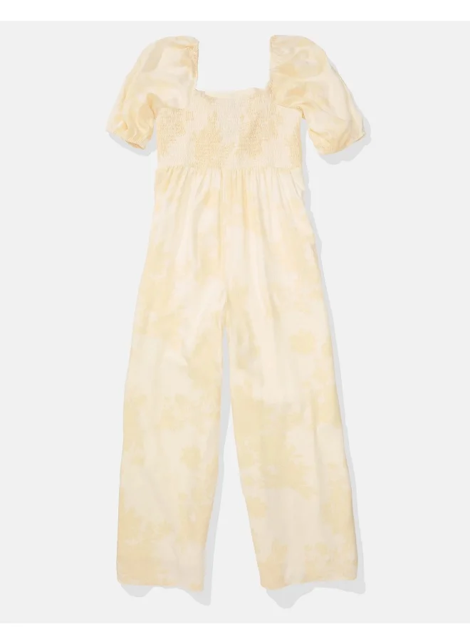 American Eagle AE Puff Sleeve Wide-Leg Jumpsuit