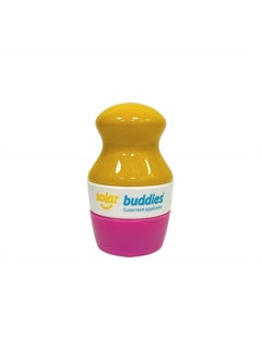 Solar Buddies Single Pink Solar Buddies Refillable Roll On Sponge Applicator For Kids, Adults, Families, Travel Size Holds 100ml Travel Friendly for Sunscreen, Suncream and Lotions (Pink)  - Image 1