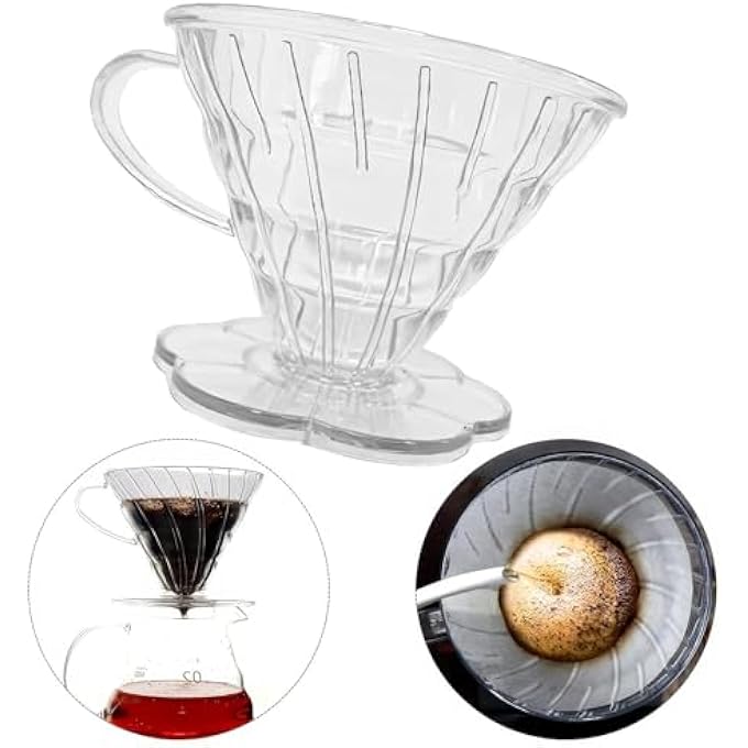 TERRIFI Cone Plastic Coffee Dripper Size 02 24 Cups Dripper Funnel Filter Bpa Free HeatResistant Coffee Filter Holder Dripper Drip Cup Coffee Maker Slow Brewing Accessories Crystal - Image 1