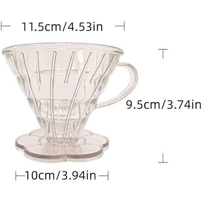 TERRIFI Cone Plastic Coffee Dripper Size 02 24 Cups Dripper Funnel Filter Bpa Free HeatResistant Coffee Filter Holder Dripper Drip Cup Coffee Maker Slow Brewing Accessories Crystal - Image 3