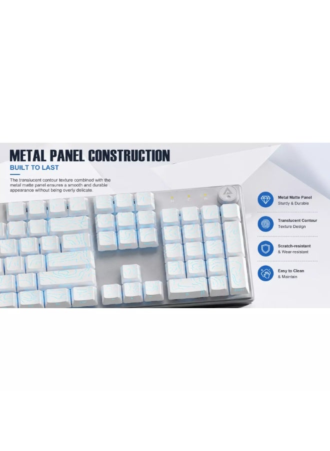 AMG20 Gaming Mechanical Keyboard – Hot-Swappable Brown Switches, Ice Blue LED Backlight, Ultra-Low 1ms Response Time & Multi-Function Control Knob (White) - Image 5