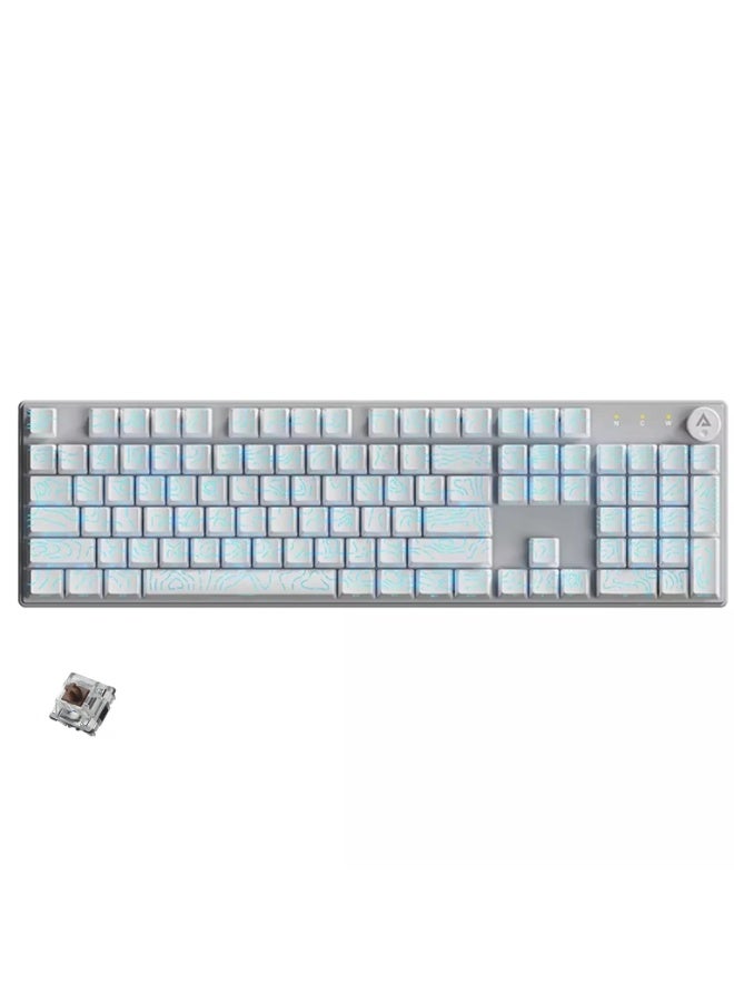 AMG20 Gaming Mechanical Keyboard – Hot-Swappable Brown Switches, Ice Blue LED Backlight, Ultra-Low 1ms Response Time & Multi-Function Control Knob (White) - Image 1