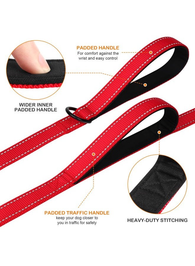 Joytale Dog Leash Heavy Duty for Large Dogs That Pull, Double Handle for Traffic Control, Double-Sided Reflective Leashes for Large Medium Dogs Night Safety, 4FT, Red - Image 2