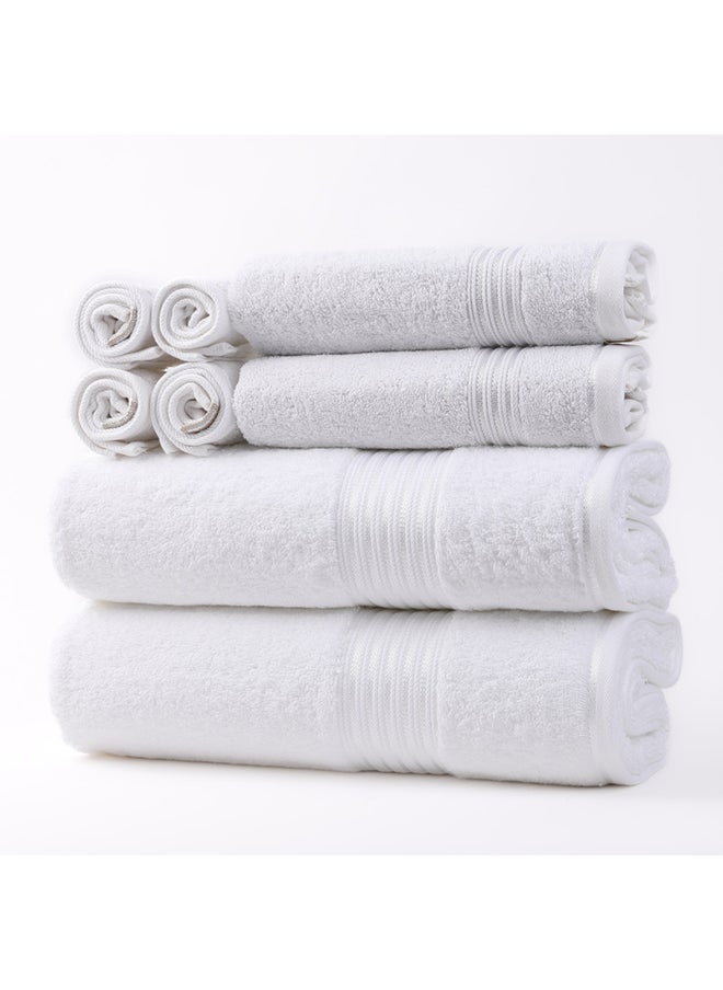 طقم مناشف 8 قطع روز أبيض، 100% قطن فاخر 550 GSM جودة عالية، سريع الجفاف وامتصاصه عالٍ مناشف سميكة ناعمة للحمام والفندق، يتضمن الطقم 2 منشفة حمام (75x145 سم)، 2 منشفة يد (30x50 سم)، 4 فوطة (33x33 سم) بيضاء - pzsku/Z885A7DC755399FDFFA04Z/45/_/1730184271/43abb10f-9454-478f-83bb-6a49fc89a780