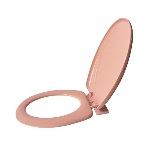 TAXAN POLYMERS TAXAN Pink EWC Toilet Seat Cover (17 x 14.5 in) | Oval Shape, PVC Western Commode Seat with Lid | High Glossy Finish, Sleek Design, Non-Soft Closing Commode Seat Cover with Installation Kit - Image 1