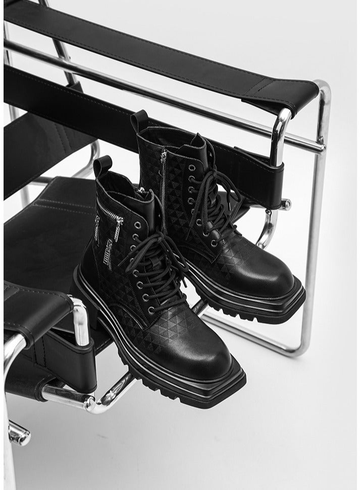 Warrior New Youth Fashion Thick Sole High Top Boots - Image 4