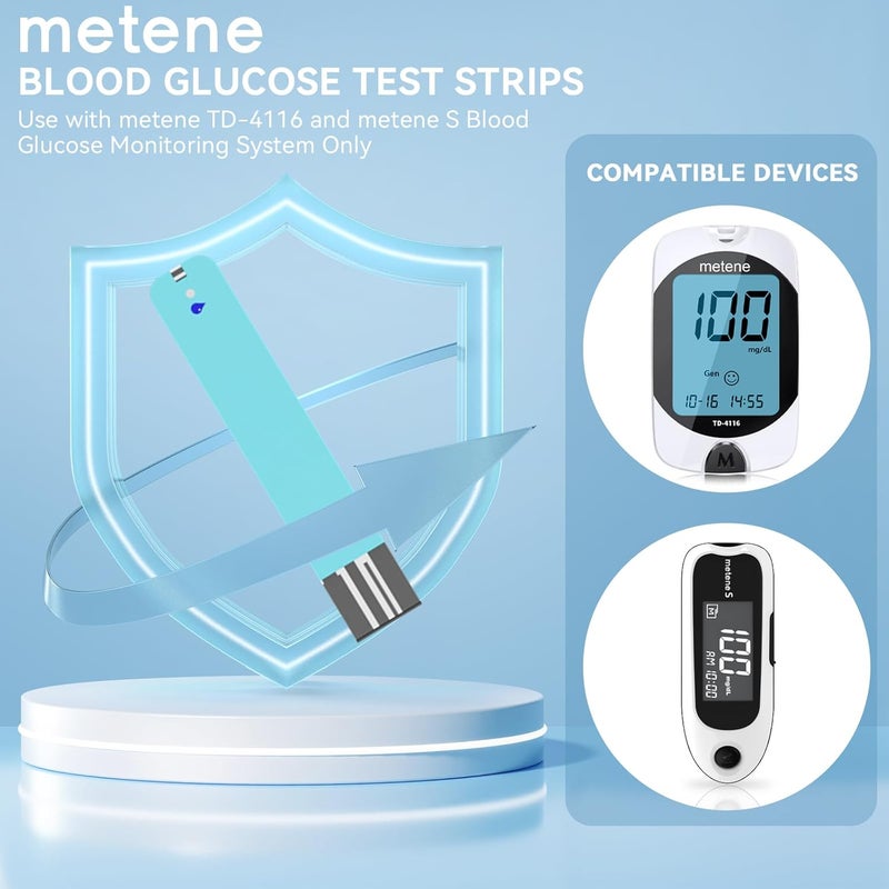 Metene TD-4116 Blood Glucose Test Strips, 300 Count Test Strips for Diabetes, Use with TD-4116 and S Blood Glucose Monitor Only(No Monitor) - Image 3