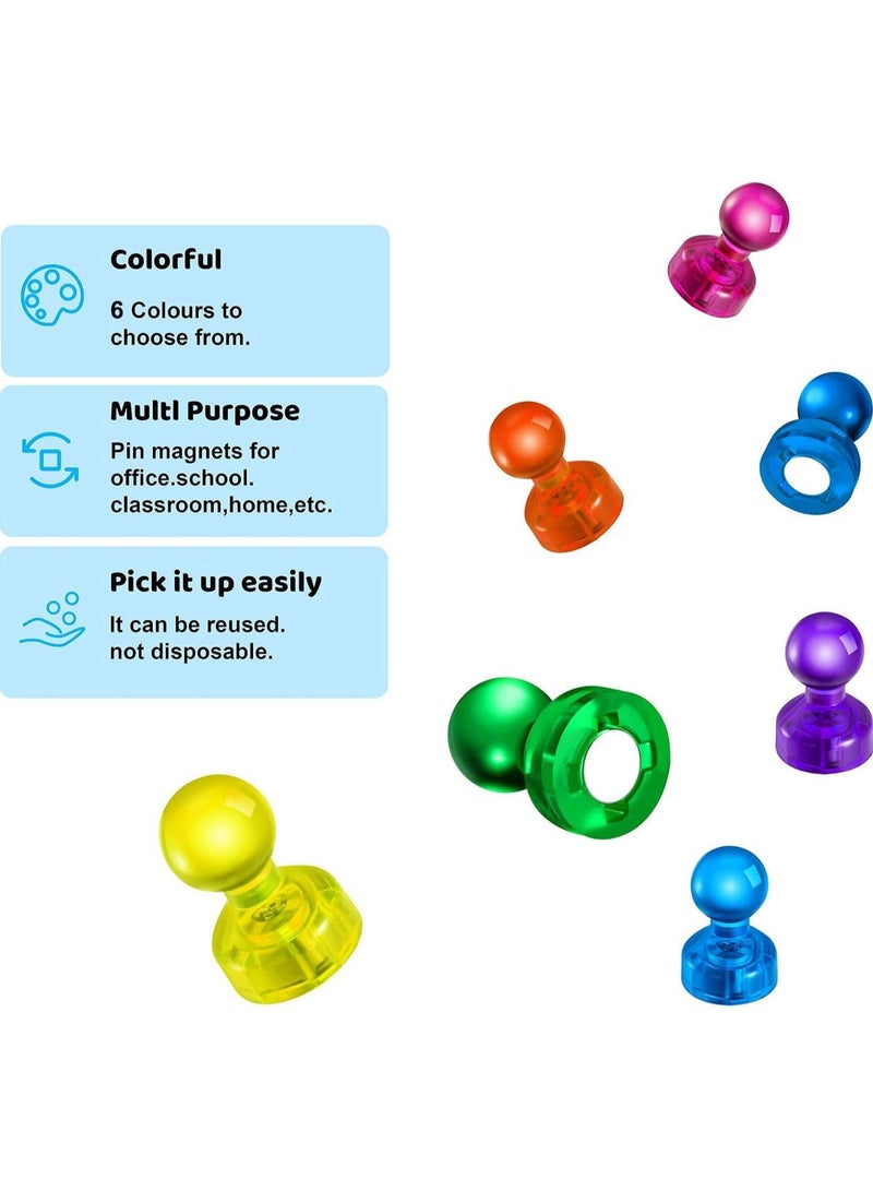 SYOSI 60 Pcs Push Pin Magnets Fridge Magnets Colorful Strong Magnetic Office Classroom Magnets Perfect to use as Kitchen Home and School Map Magnets Whiteboard Magnets 6 Assorted Color - Image 5