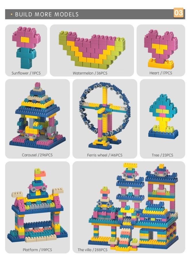 Building Blocks Set for Kids 3+ Years,360 Pieces Morandi Color Stacking Blocks,Educational Toys for Boys and Girls