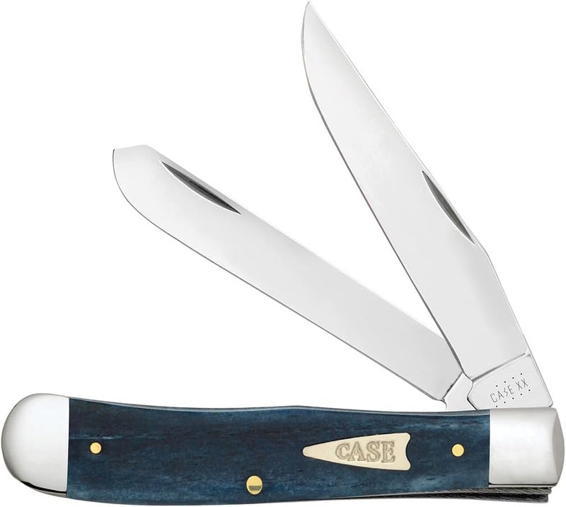 Case XX WR POCKET KNIFE, TRAPPER - MEDITERRANEAN SMOOTH BLUE BONE - ARROWHEAD SHIELD, 4 1/8 INCHES CLOSED, ITEM #22856 - Image 1