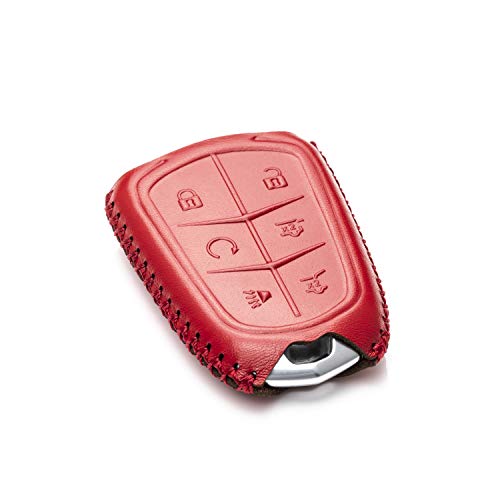 Vitodeco Genuine Leather Smart Key Fob Case Compatible for Cadillac XT4, Cadillac XT5, Cadillac XT6 2019 - 2025 (6-Button, Red) - Image 3