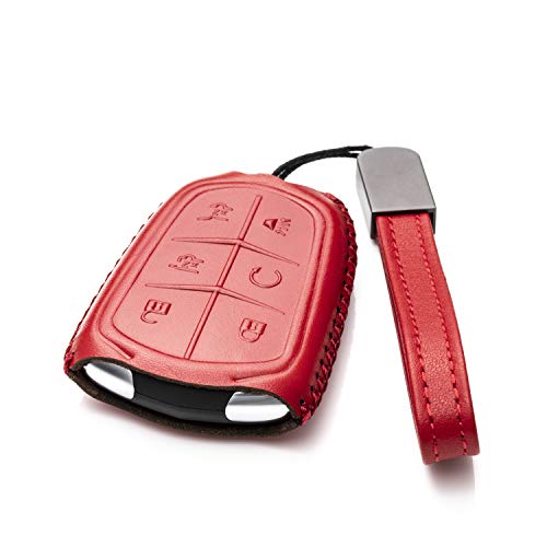 Vitodeco Genuine Leather Smart Key Fob Case Compatible for Cadillac XT4, Cadillac XT5, Cadillac XT6 2019 - 2025 (6-Button, Red) - Image 2