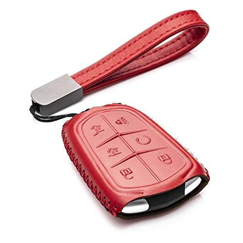 Vitodeco Genuine Leather Smart Key Fob Case Compatible for Cadillac XT4, Cadillac XT5, Cadillac XT6 2019 - 2025 (6-Button, Red) - Image 1
