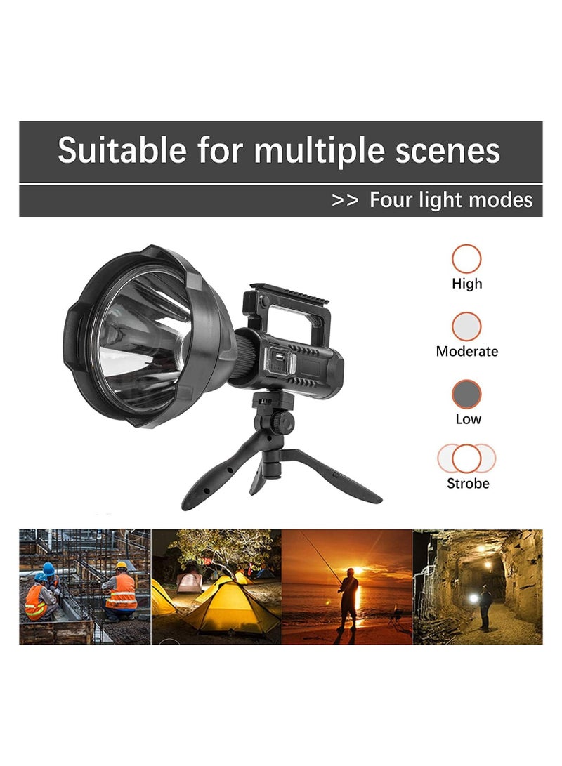 Rechargeable LED Flashlight, Super Bright Waterproof Powerful Flashlight with 4 Modes, Tripod Stand and USB Port, Suitable for Camping, Model W591 - Image 3