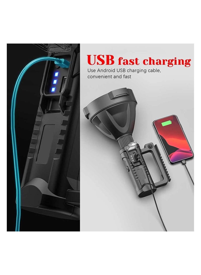 Rechargeable LED Flashlight, Super Bright Waterproof Powerful Flashlight with 4 Modes, Tripod Stand and USB Port, Suitable for Camping, Model W591 - Image 4