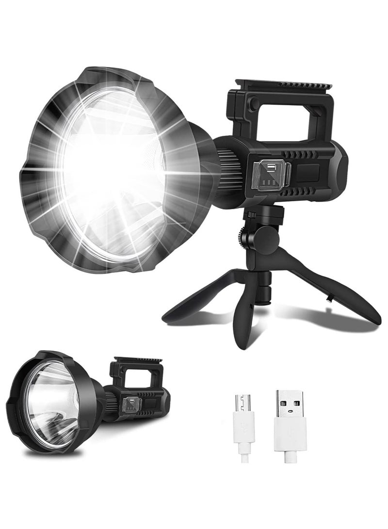 Rechargeable LED Flashlight, Super Bright Waterproof Powerful Flashlight with 4 Modes, Tripod Stand and USB Port, Suitable for Camping, Model W591 - Image 1