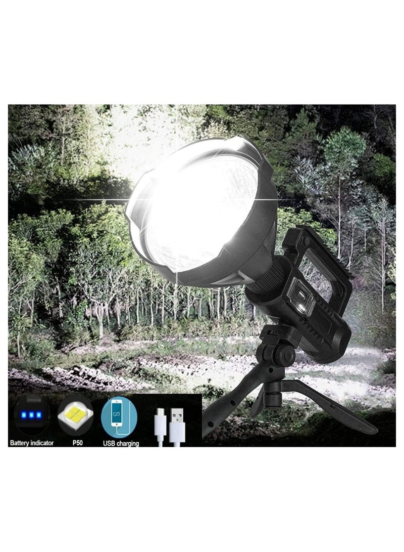 Rechargeable LED Flashlight, Super Bright Waterproof Powerful Flashlight with 4 Modes, Tripod Stand and USB Port, Suitable for Camping, Model W591 - Image 2