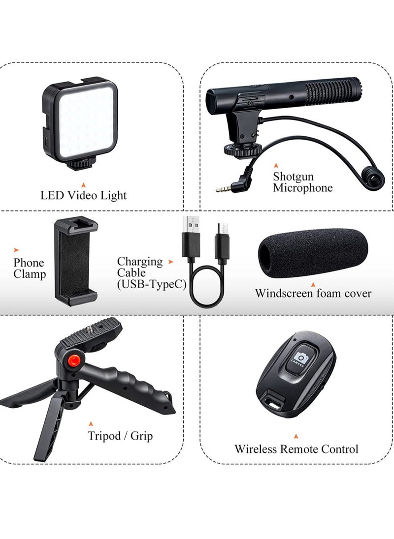 ELTRAZONE Vlogging Kit Smartphone Camera Video Vlogging Kit for iPhone/Android with Light + Microphone + Tripod + Phone Holder for Vlogging/YouTube/Tiktok/Facebook/Camera  - Image 2