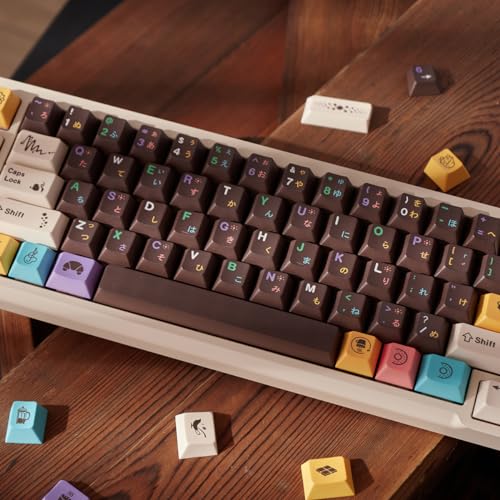 Mintcaps PBT Japanese Brown keycap Set 129 Keys Cherry Profile Cute Keycaps Custom Dye-Sublimation Keyboard Keycaps for 60% 65% 70% 75% Cherry Gateron MX Switches Mechanical Keyboards - Image 5