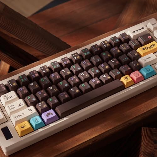 Mintcaps PBT Japanese Brown keycap Set 129 Keys Cherry Profile Cute Keycaps Custom Dye-Sublimation Keyboard Keycaps for 60% 65% 70% 75% Cherry Gateron MX Switches Mechanical Keyboards - Image 3