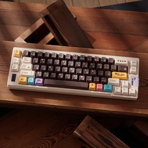 Mintcaps PBT Japanese Brown keycap Set 129 Keys Cherry Profile Cute Keycaps Custom Dye-Sublimation Keyboard Keycaps for 60% 65% 70% 75% Cherry Gateron MX Switches Mechanical Keyboards - Image 1