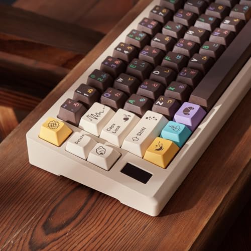 Mintcaps PBT Japanese Brown keycap Set 129 Keys Cherry Profile Cute Keycaps Custom Dye-Sublimation Keyboard Keycaps for 60% 65% 70% 75% Cherry Gateron MX Switches Mechanical Keyboards - Image 4