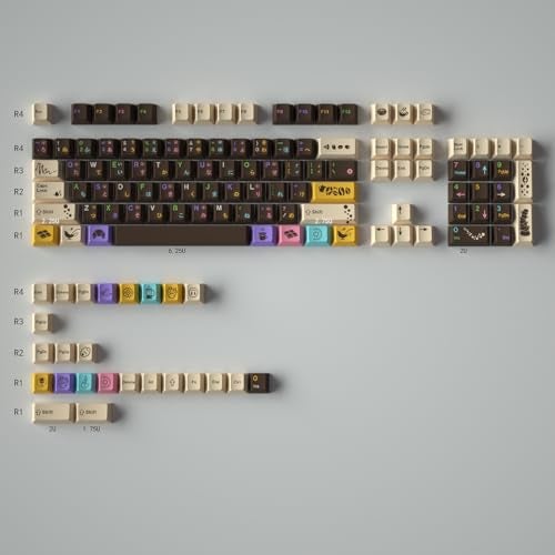 Mintcaps PBT Japanese Brown keycap Set 129 Keys Cherry Profile Cute Keycaps Custom Dye-Sublimation Keyboard Keycaps for 60% 65% 70% 75% Cherry Gateron MX Switches Mechanical Keyboards - Image 2