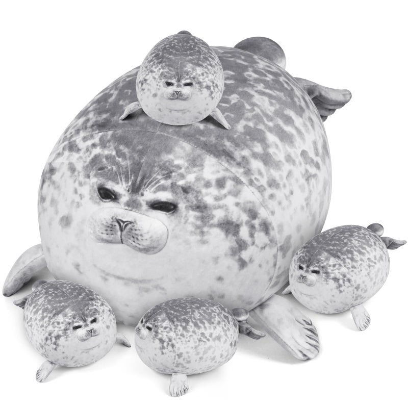 KMUYSL Toys for Ages 0 1 2 3 4 5 6 7 8 Years  Plush Mommy Stuffed Animal with 4 Babies in Her Tummy Soft Plush Toys Set Christmas Birthday Gifts for Girls Boys Baby Toddler Kids Seal Toys - Image 2