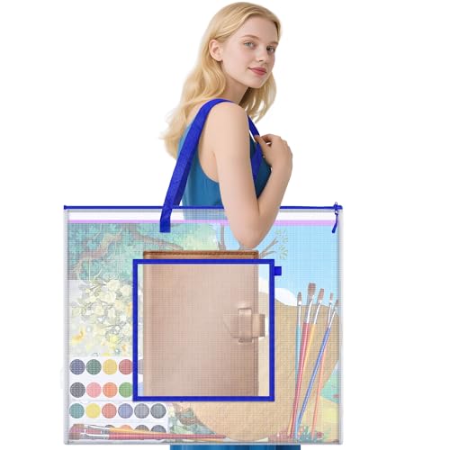 AKAYOK Large Poster Storage Bag 25 x 19 Art Portfolio Bag with Pocket for Poster Cutting Mats Scrapbook Keepsake Waterproof Art Bag for Classroom Home Office Outdoor - Image 1