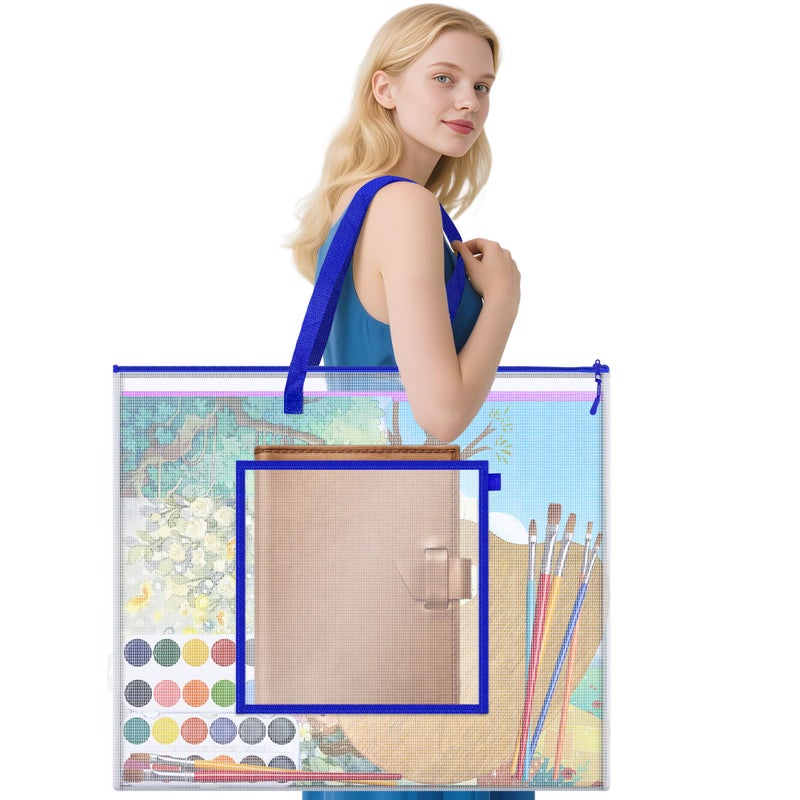 AKAYOK Large Poster Storage Bag 25 x 19 Art Portfolio Bag with Pocket for Poster Cutting Mats Scrapbook Keepsake Waterproof Art Bag for Classroom Home Office Outdoor - Image 2