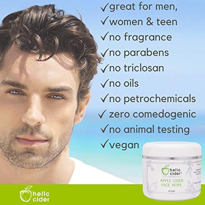 hello cider Apple Cider Vinegar Acne Face Toner Pads - Organic Tea Tree, Witch Hazel, Rose, Lavender. Cleanse, Tone, Hydrate, Calm & Sooth. 60 pads. USA by Hello Cider - Image 4