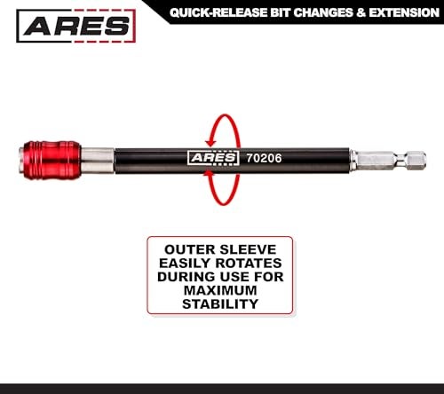 ARES 70206 - Drill Extension Bit Holder - 6-Inch Quick Release - Works With All 1/4-Inch Drive Bits - Quick Release Mechanism Makes Changing Bits a Breeze - Image 3