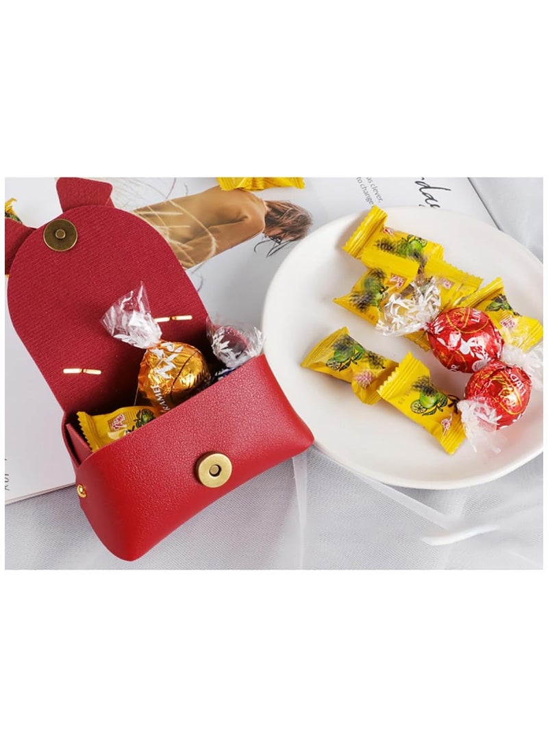 Zikra 10 Pcs Leather Bowknot Candy Gift Bags Reusable Lightweight Wedding Candy Boxes Creative Baby Showers Bag Foldable Birthday Party Favor Bag (Red) - Image 4