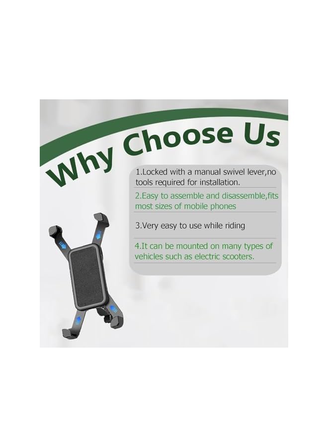 Green Tiger Bike Phone Mount for Motorcycle, Stable 360° Rotation, Universal Holder for 4-7 Inch Cellphones - Image 4