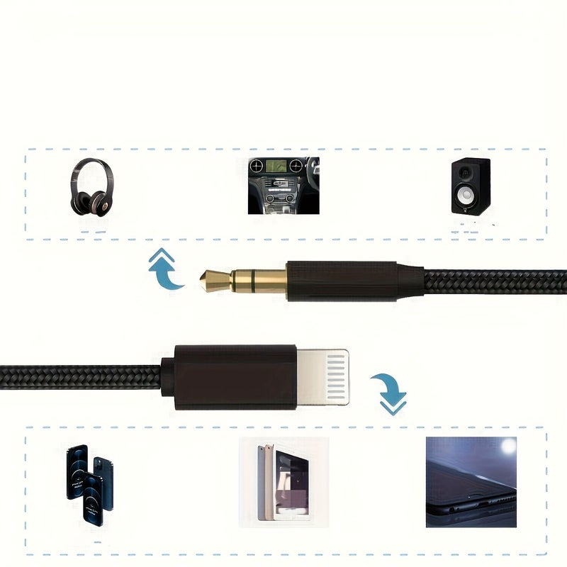 Aux Audio Cable 8 Pin To 3 5mm Jack Silvery Connector For iPhone Car Headphone Headset Adapter Speaker Cord - Image 3