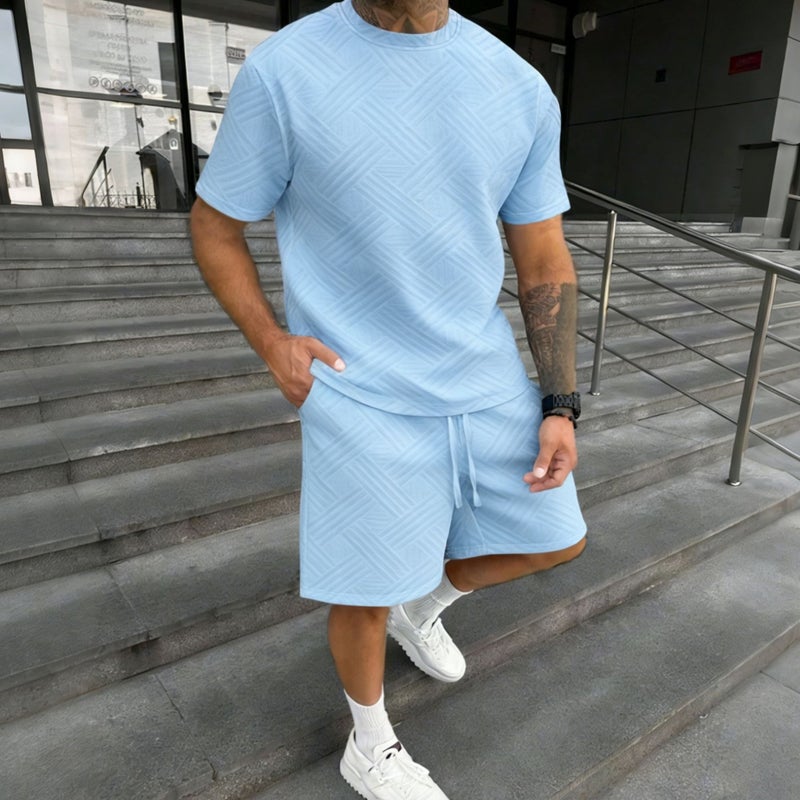 Men's Casual Short Sleeve T-Shirt and Shorts Two-Piece Set - Image 1