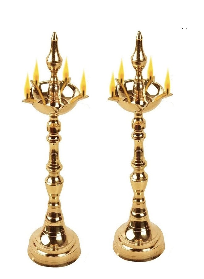 Brass Gallery معرض النحاس النحاسي ديوالي بوجا زيت ديا كاشي سامايي (ذهبي) (كاشي سامايي، الارتفاع 8 بوصة) - Image 1