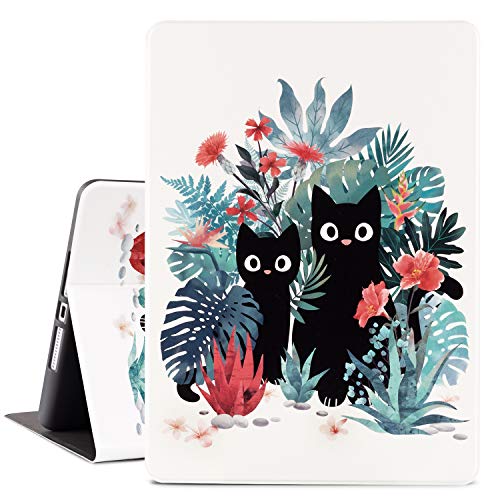 Vimorco for iPad 10.2 Case 9th Generation Cover, Flower Cats for iPad 9th/8th/7th Generation Case, Slim Soft Rubber Back, Adjustable Stand Auto Wake/Sleep Smart, Black Cat - Image 1