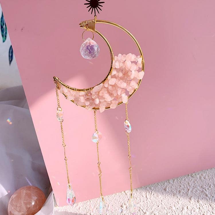 Cactopia Crystal Moon Crescent Suncatcher - Window, Garden, Balcony, Boho Decorative Accessory (Rose) - Image 2