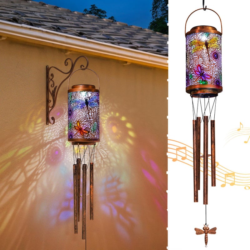 Go2garden Dragonfly Solar Lights Wind Chimes for Outside Garden Gifts for Mom Dad Solar Outdoor Lantern Metal Hanging Lights for Garden Patio Yard Decor Mothers Day Birthday Gifts for Women 1Pack - Image 2