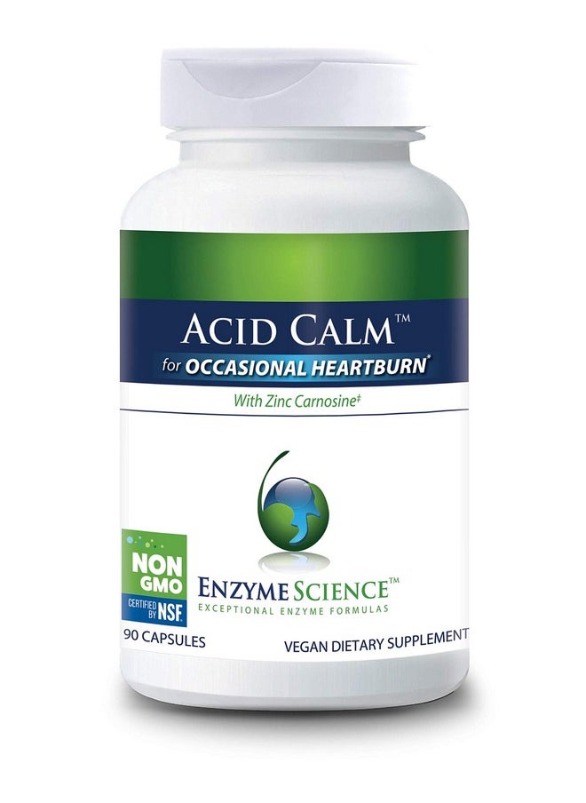 Enzyme Science ™ Acid Calm™ 90 Capsules For Occasional Heartburn And Indigestion Digestion Enzyme Supplement Digestive Aid Vegetarian Capsules  - Image 1