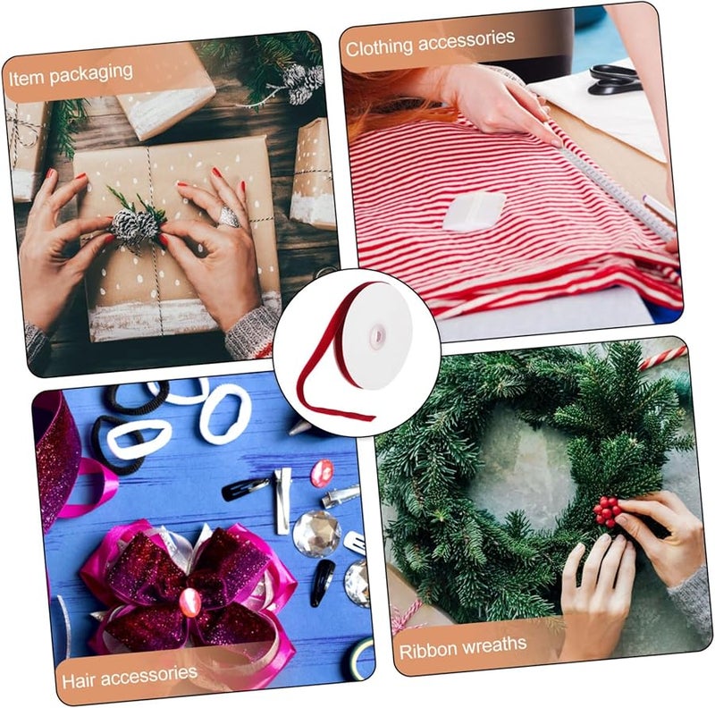Red Velvet Ribbon For Gift Wrapping DIY Crafts Bows And Festive Decorations - Image 5