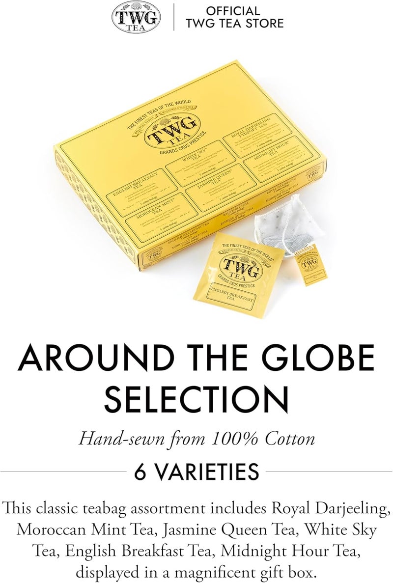 TWG Tea Around the Globe Selection Gift Set - 6 Exclusive Tea Blends with 30 Hand Sewn Cotton Teabags - Image 4
