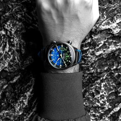 AVI-8 Men's 44mm Hawker Harrier HUD Automatic Gradient Blue Watch with Rubber/Leather Strap AV-4117-01 - Image 2