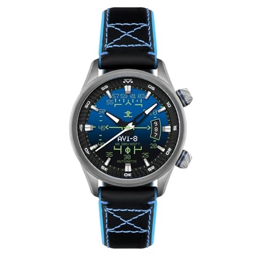 AVI-8 Men's 44mm Hawker Harrier HUD Automatic Gradient Blue Watch with Rubber/Leather Strap AV-4117-01 - Image 1