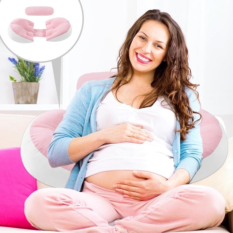 Pink Maternity Wedge Pillow Pregnancy Belly Support Cushion Ergonomic Detachable Washable Cover - Image 3