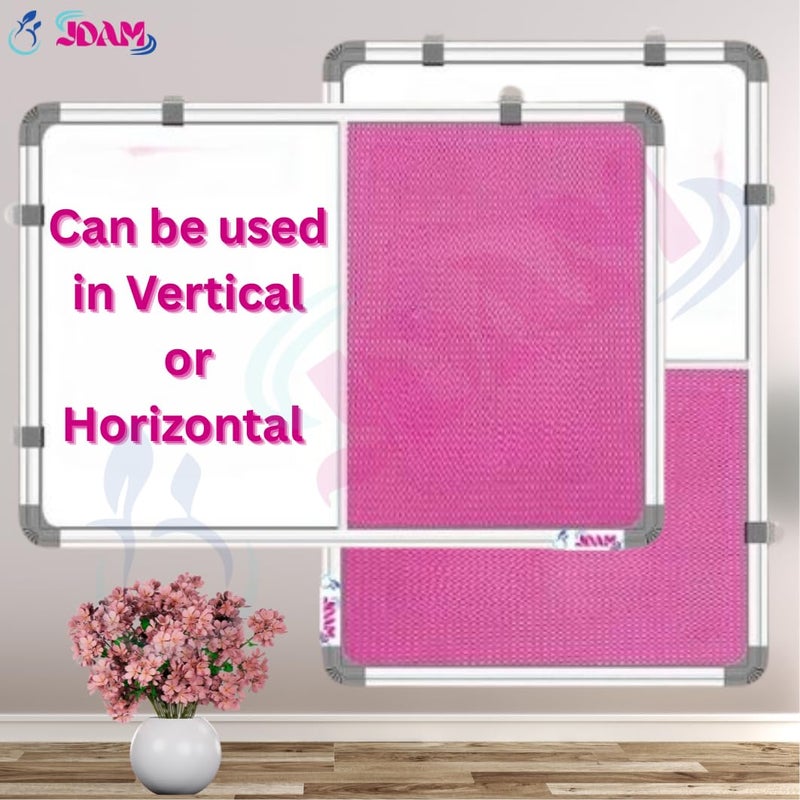 JDAM Combination Board (Non-Magnetic Whiteboard with Pink Push Pin Board) for Home, Office, Hospital, Gym, School & College – 23x16 Inches | Dual Utility - Image 2