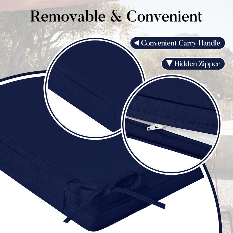 Basic Beyond Outdoor Chair Cushions for Patio Furniture, Waterproof Outdoor Seat Cushions Set of 4 18 x 18, Patio Chair Cushions Set of 4 with Ties and Handle, Navy - Image 3