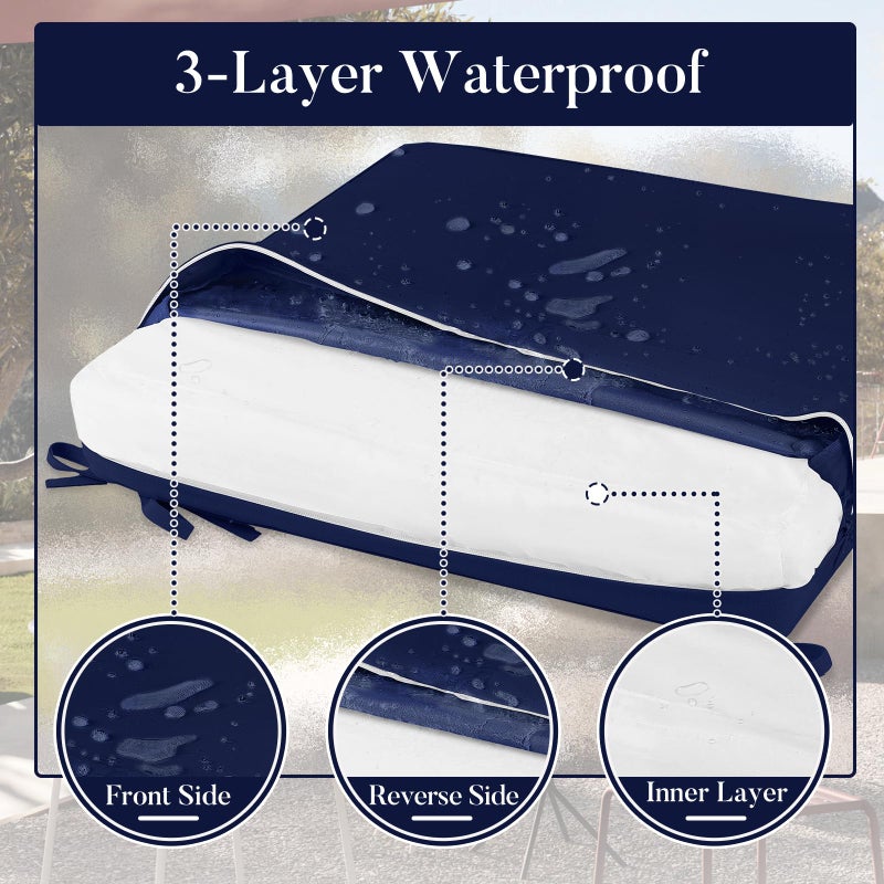 Basic Beyond Outdoor Chair Cushions for Patio Furniture, Waterproof Outdoor Seat Cushions Set of 4 18 x 18, Patio Chair Cushions Set of 4 with Ties and Handle, Navy - Image 4